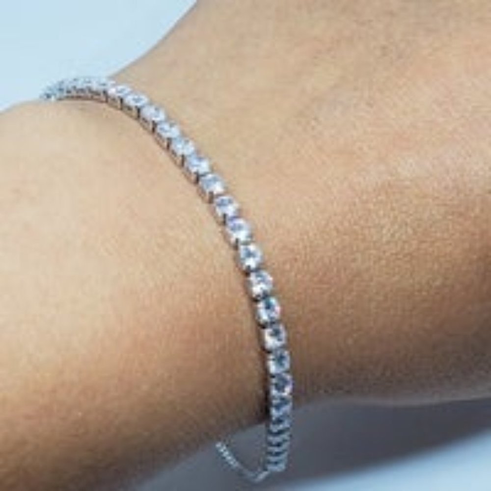 Real .925 Sterling Silver CZ Bracelet